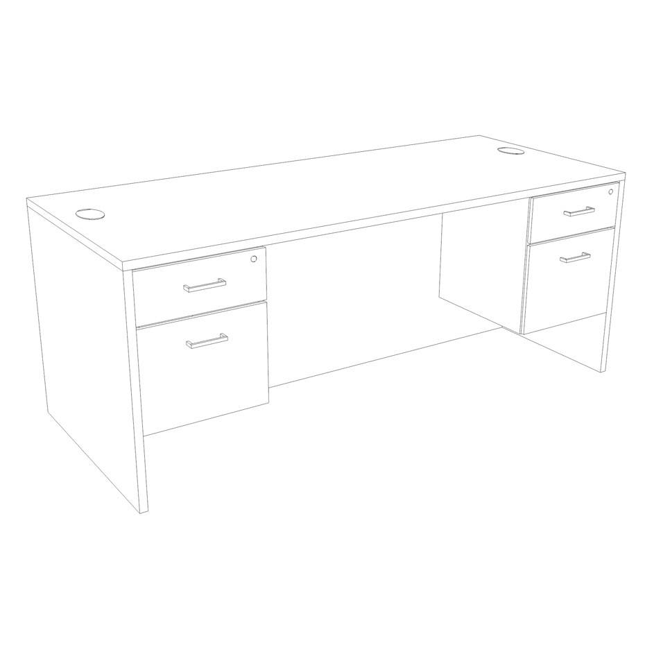 DL-02 72" Desk, White Top