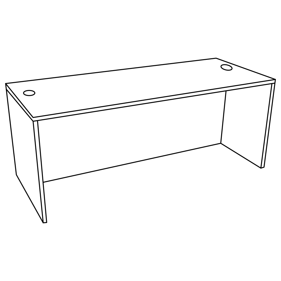 30" x 72" Desk (Recessed Modesty) White Top